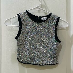 D-Signed Disney Sparkling Silver Sequin Kids Top